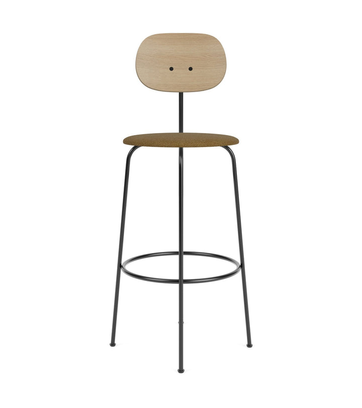 Afteroom Bar Chair Plus - Upholstered Seat - Audo Copenhagen - Chairs - Natural Oak/ Audo Boucle - Gold 06 - HORNE