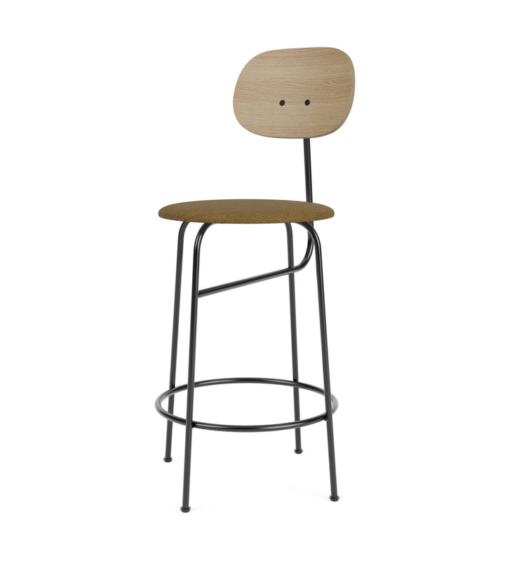 Afteroom Counter Chair Plus - Upholstered Seat - Audo Copenhagen - Stools + Benches + Ottomans - Natural Oak/ Audo Boucle - Gold 06 - HORNE