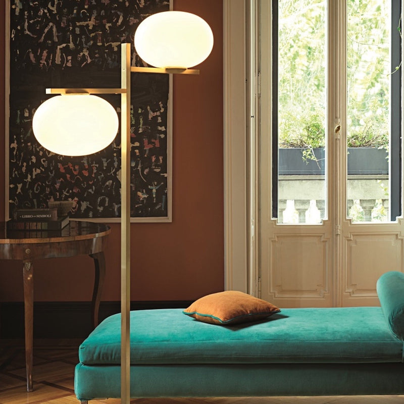 Alba Floor Lamp 2 - Arms - Oluce - Floor Lamps - Satin Brass - HORNE