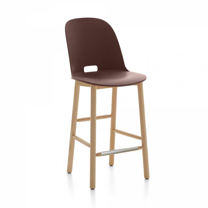 Alfi Counter High Back Stool - Emeco - Stools + Benches + Ottomans - Dark Brown - Ash - HORNE
