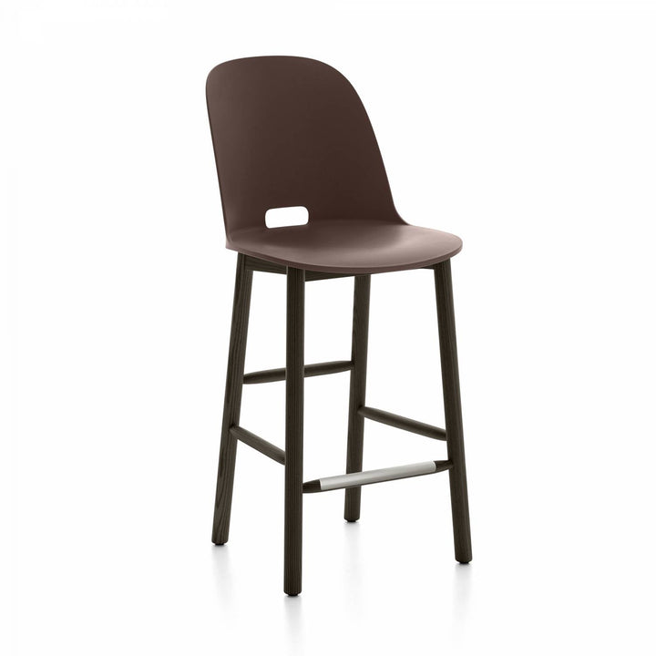 Alfi Counter High Back Stool - Emeco - Stools + Benches + Ottomans - Dark Brown - Dark Ash - HORNE