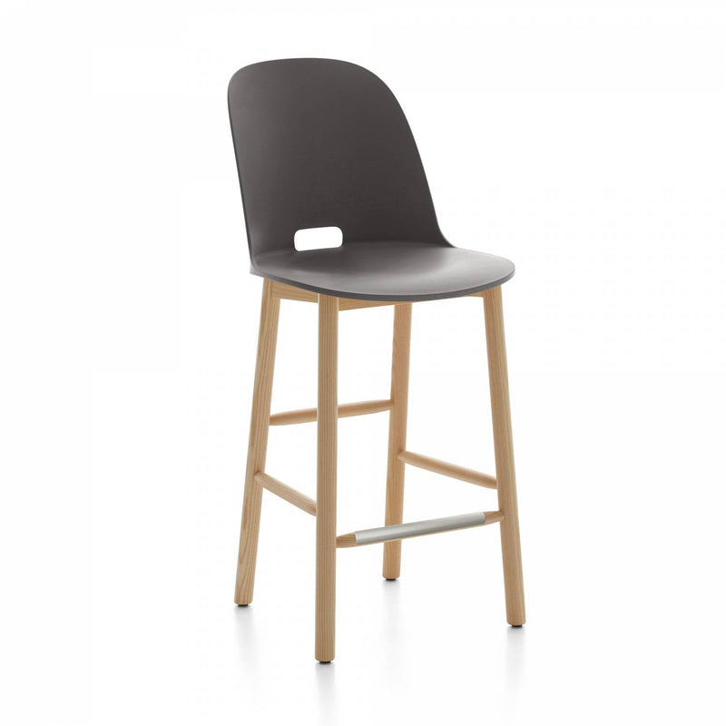 Alfi Counter High Back Stool - Emeco - Stools + Benches + Ottomans - Dark Brown - Ash - HORNE
