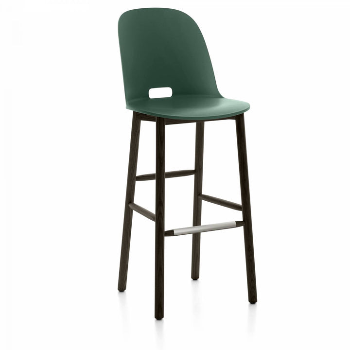 Alfi High Back Barstool - Emeco - Chairs - Green - Dark Ash - HORNE