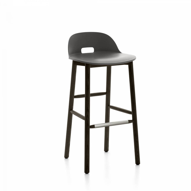 Alfi Low Back Barstool - Emeco - Stools + Benches + Ottomans - Dark Grey - Dark Ash - HORNE