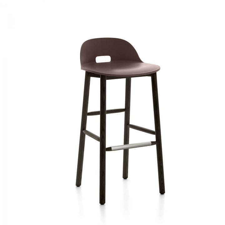 Alfi Low Back Barstool - Emeco - Stools + Benches + Ottomans - Dark Brown - Dark Ash - HORNE