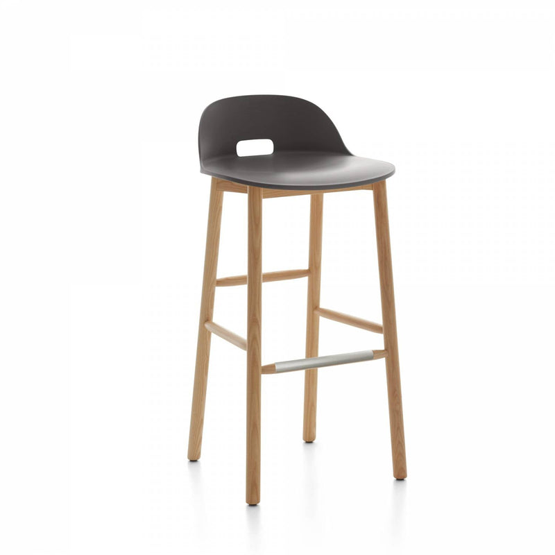 Alfi Low Back Barstool - Emeco - Stools + Benches + Ottomans - Dark Grey - Dark Ash - HORNE