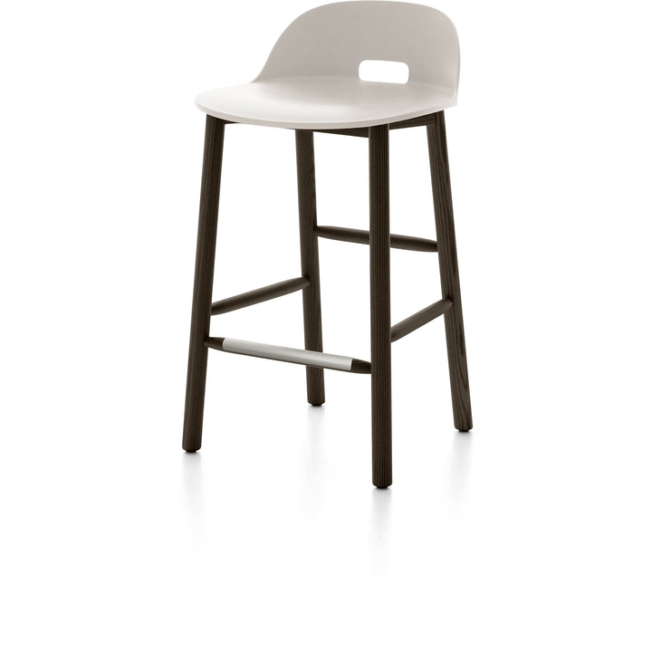 Alfi Low Back Counter Stool - Emeco - Stools + Benches + Ottomans - White - Dark Ash - HORNE