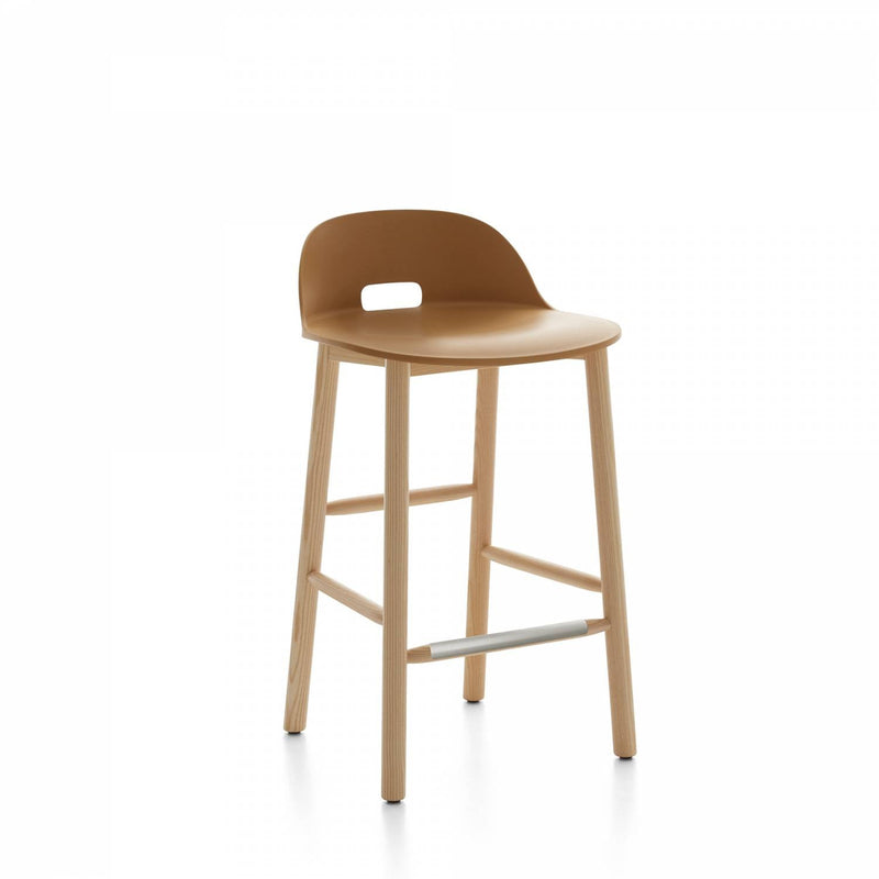 Alfi Low Back Counter Stool - Emeco - Stools + Benches + Ottomans - Dark Brown - Ash - HORNE