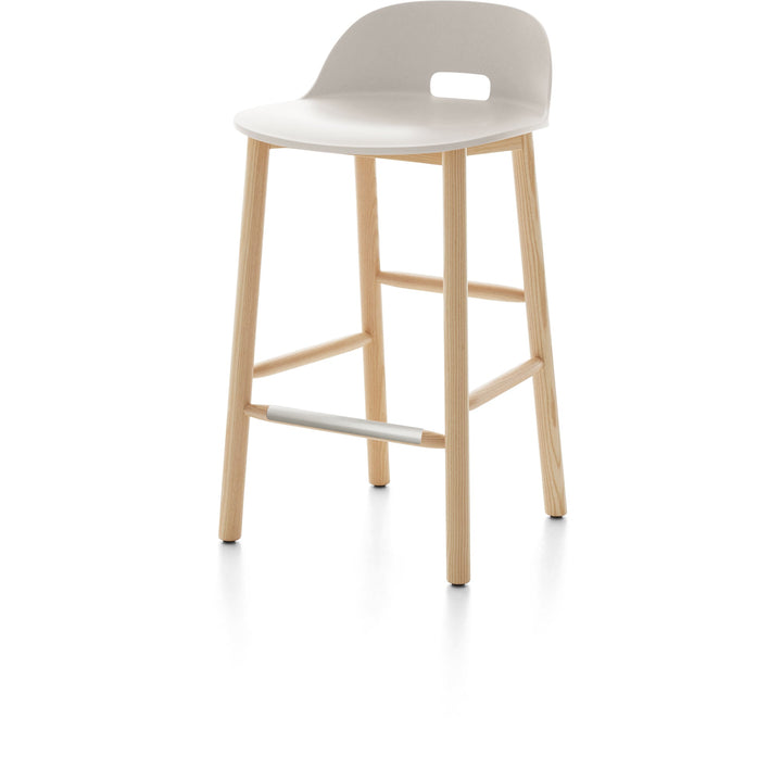 Alfi Low Back Counter Stool - Emeco - Stools + Benches + Ottomans - White - Ash - HORNE
