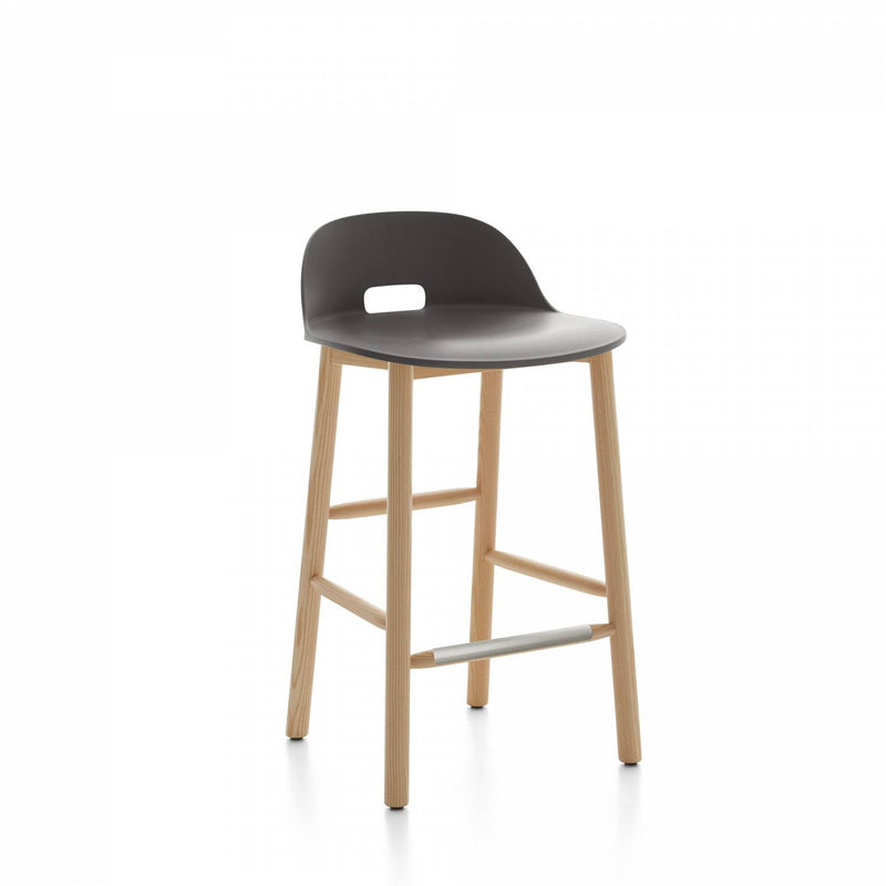 Alfi Low Back Counter Stool - Emeco - Stools + Benches + Ottomans - Dark Brown - Ash - HORNE