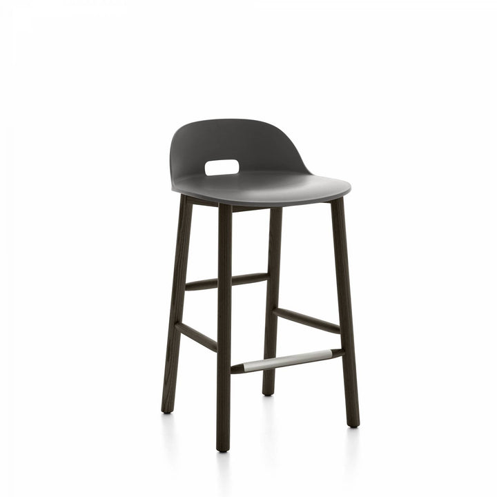 Alfi Low Back Counter Stool - Emeco - Stools + Benches + Ottomans - Dark Grey - Dark Ash - HORNE