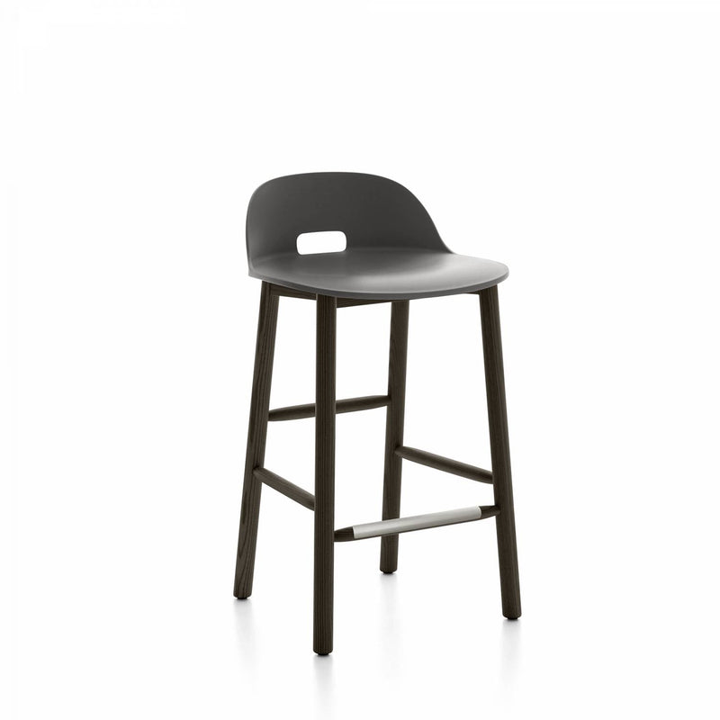 Alfi Low Back Counter Stool - Emeco - Stools + Benches + Ottomans - Dark Brown - Ash - HORNE