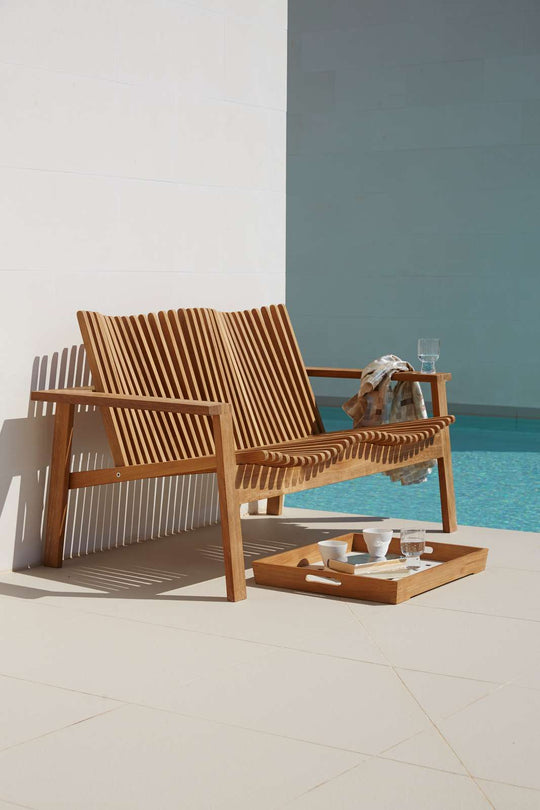 Amaze 2 - Seater Teak Sofa - Cane Line - Outdoor Furniture - Add QuickDry Grey Cushion - HORNE