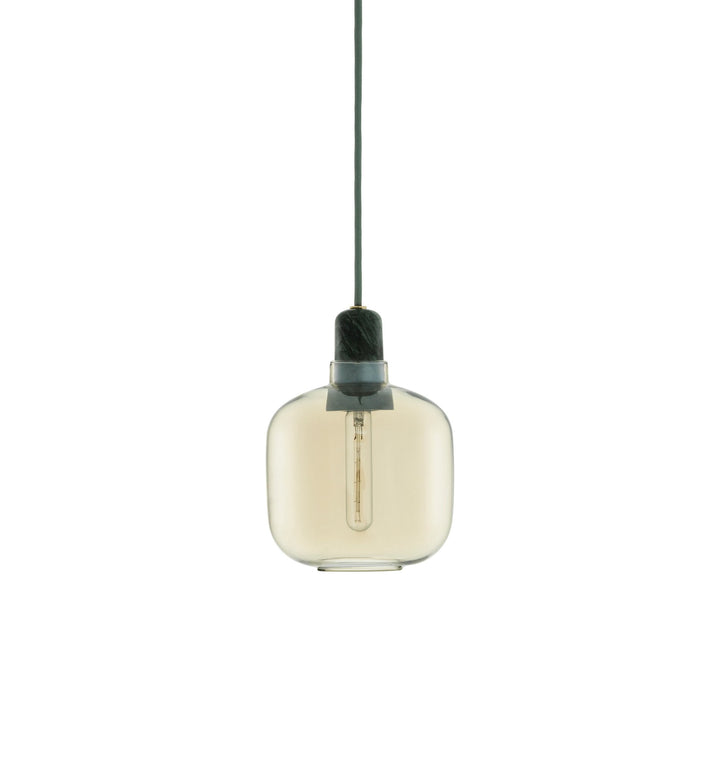 Amp Pendant Light - Small - Normann Copenhagen - Pendants - Gold Glass/Green Marble Socket Housing/Green Cord - No Bulb - HORNE