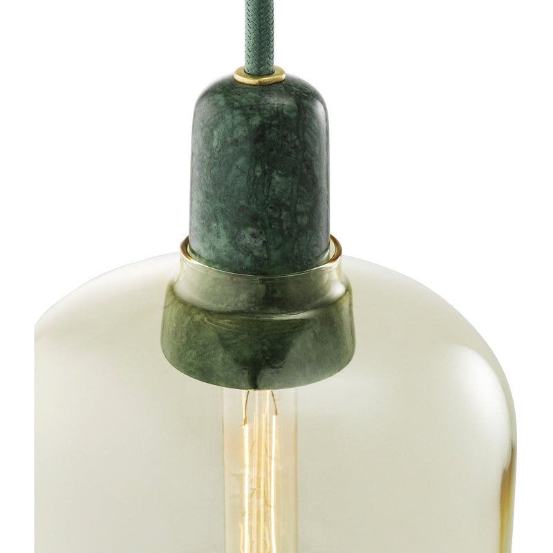 Amp Pendant Light - Small - Normann Copenhagen - Pendants - Gold Glass/Green Marble Socket Housing/Green Cord - No Bulb - HORNE