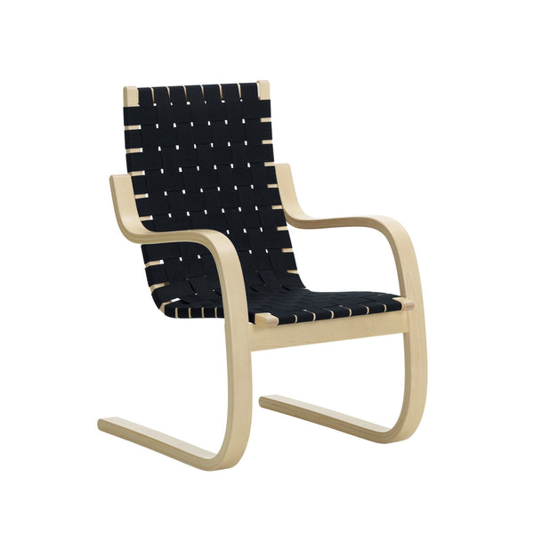 Armchair by Alvar Aalto - Artek - Chairs - Black & Blue Webbing - HORNE