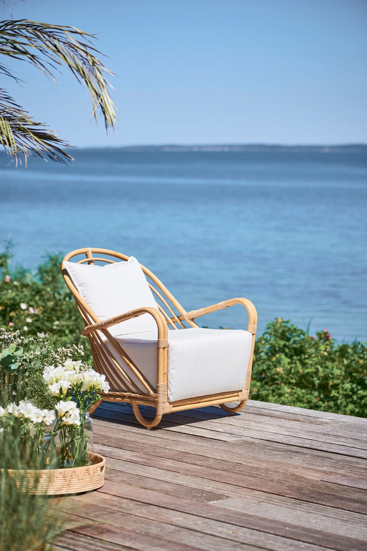 Arne Jacobsen Charlottenborg Exterior Chair - Sika Design - Outdoor Furniture - Dove White - Tempotest White Canvas - HORNE