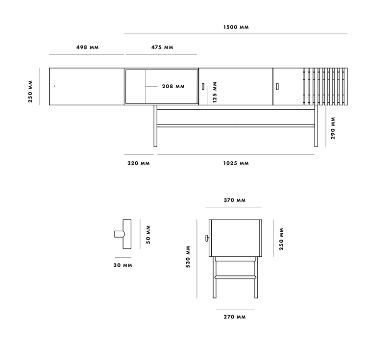Array Low Sideboard - Woud - Sideboards + Cabinets - White Oak - HORNE