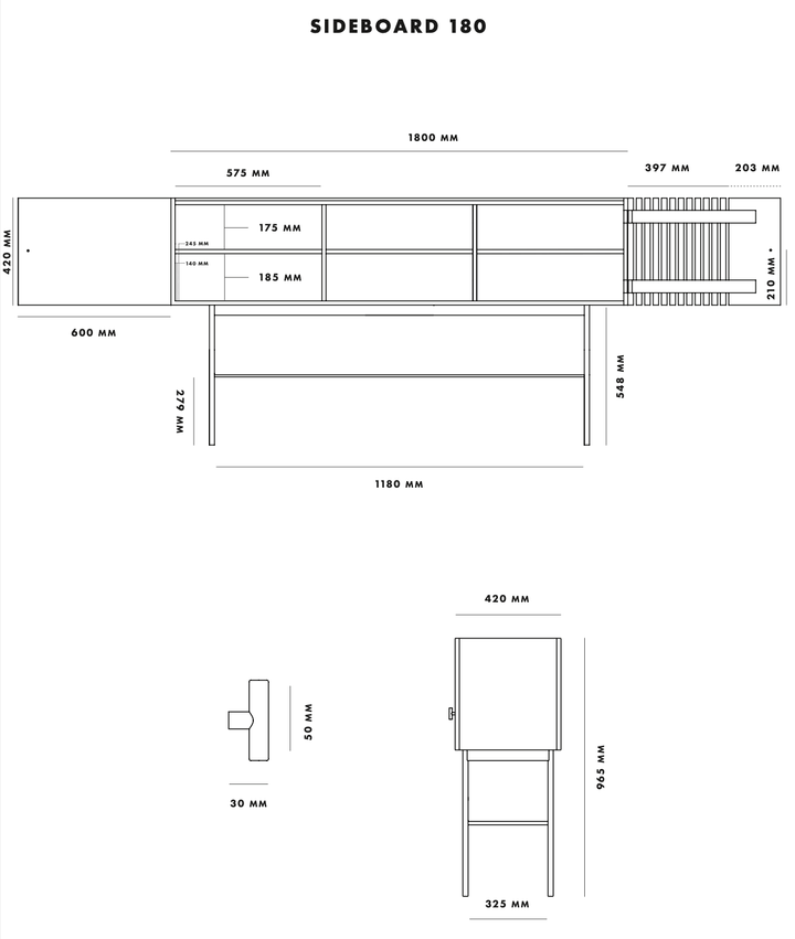 Array Sideboard - Woud - Sideboards + Cabinets - Walnut - 180 cm - HORNE