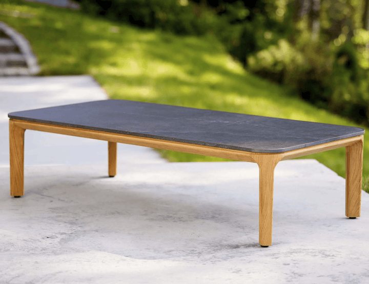 Aspect Coffee Table - Rectangle - Cane Line - Outdoor Furniture - Travertine Look Ceramic - HORNE