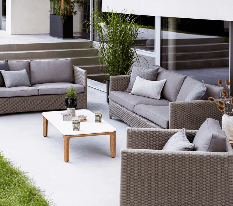 Aspect Coffee Table - Rectangle - Cane Line - Outdoor Furniture - Fossil Black Ceramic - HORNE