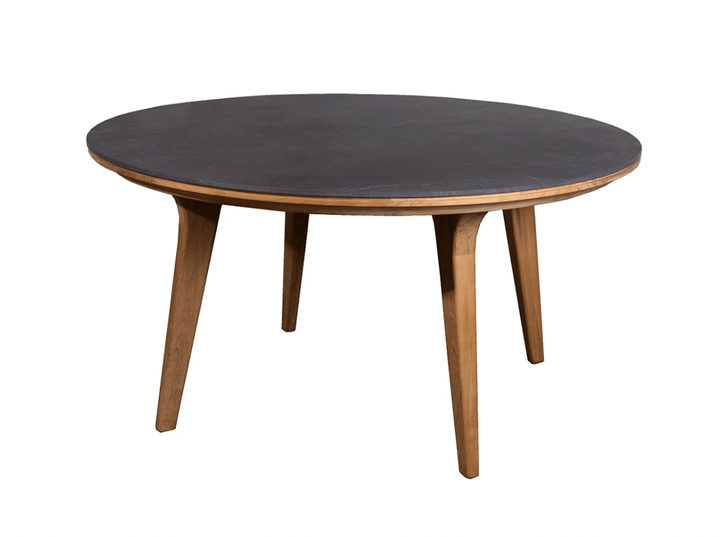 Aspect Teak Dining Table - Round - Cane Line - Outdoor Furniture - Fossil Black Ceramic - HORNE