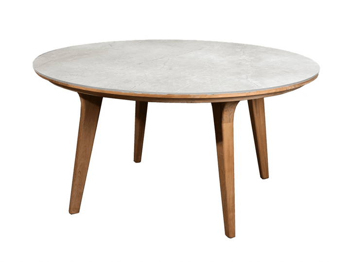Aspect Teak Dining Table - Round - Cane Line - Outdoor Furniture - Fossil Grey Ceramic - HORNE
