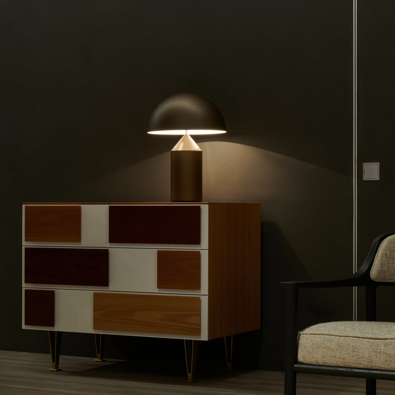 Atollo Metal Table Lamp - Oluce - Table + Task - Satin Bronze - Small - HORNE