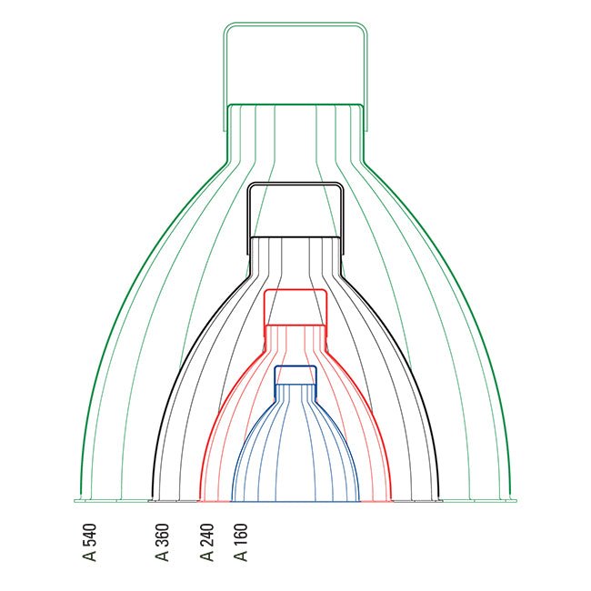 Augustin Pendant - A240 - Glossy Finish - Jielde - Pendants - Ocean Blue - RAL5020 - Gold - HORNE