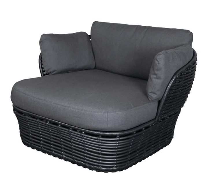 Basket Lounge Chair - Cane Line - Outdoor Furniture - Graphite Frame w/ Grey Cushion - HORNE
