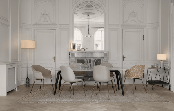 Bat Dining Armchair, Front Upholstered - Antique Brass Base - Gubi - Chairs - Black - Gabriel Tempt - 60152 - HORNE