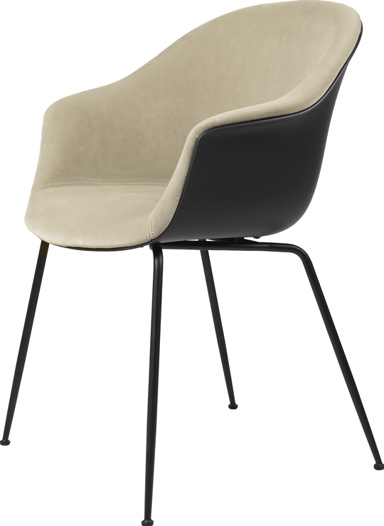 Bat Dining Armchair, Front Upholstered - Black Matte Base - Gubi - Chairs - Black - Gabriel Tempt - 60152 - HORNE