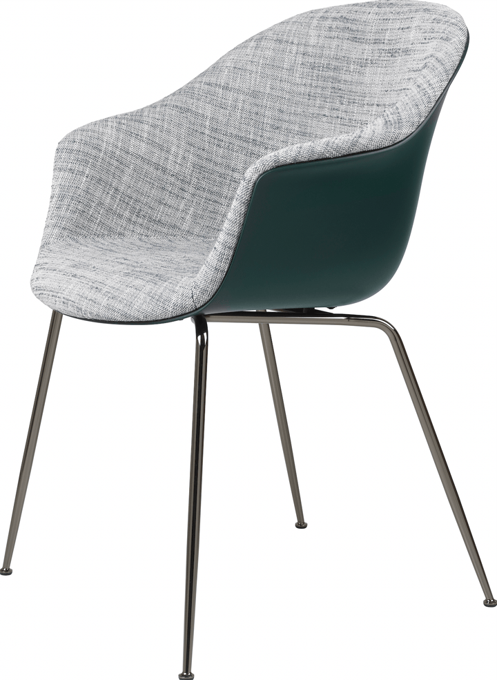 Bat Dining Armchair, Front Upholstered - Chrome Base - Gubi - Chairs - Black - Black Chrome - Canvas 2 - 0674 - HORNE