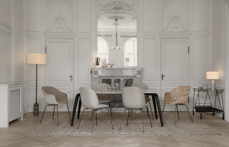 Bat Dining Armchair, Fully Upholstered - Brass Base - Gubi - Chairs - Canvas 2 - 0674 - HORNE