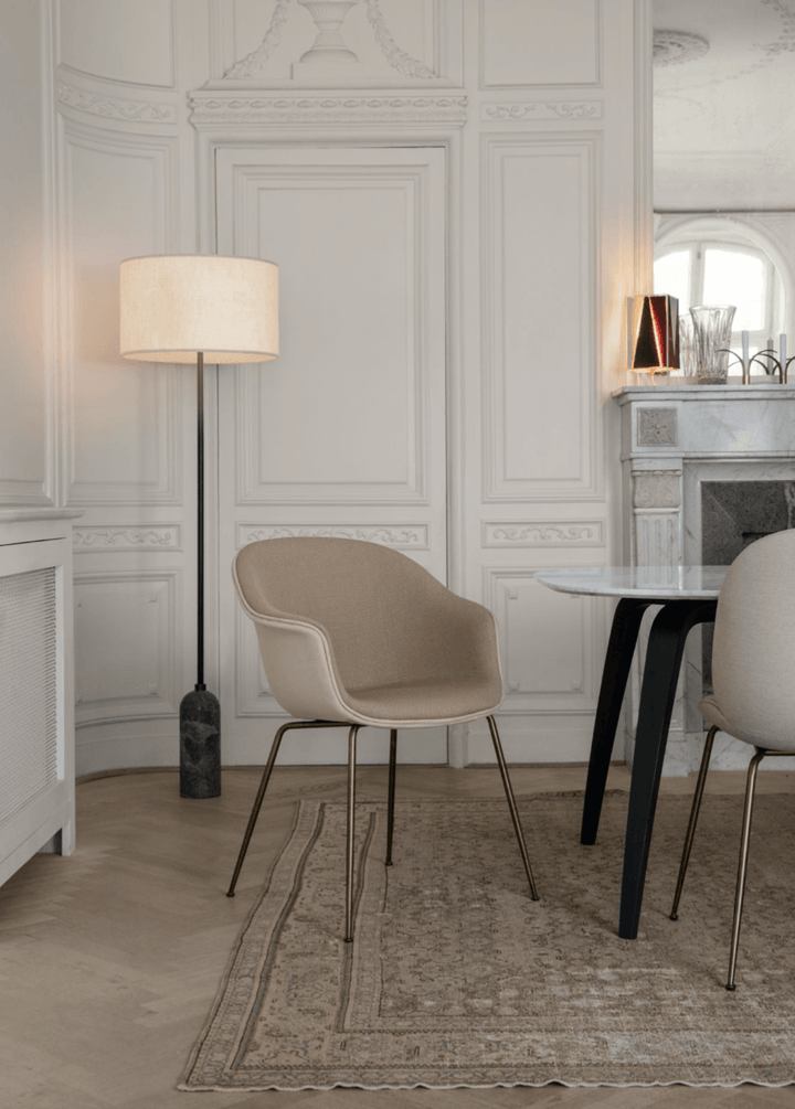 Bat Dining Armchair, Fully Upholstered - Brass Base - Gubi - Chairs - Canvas 2 - 0674 - HORNE