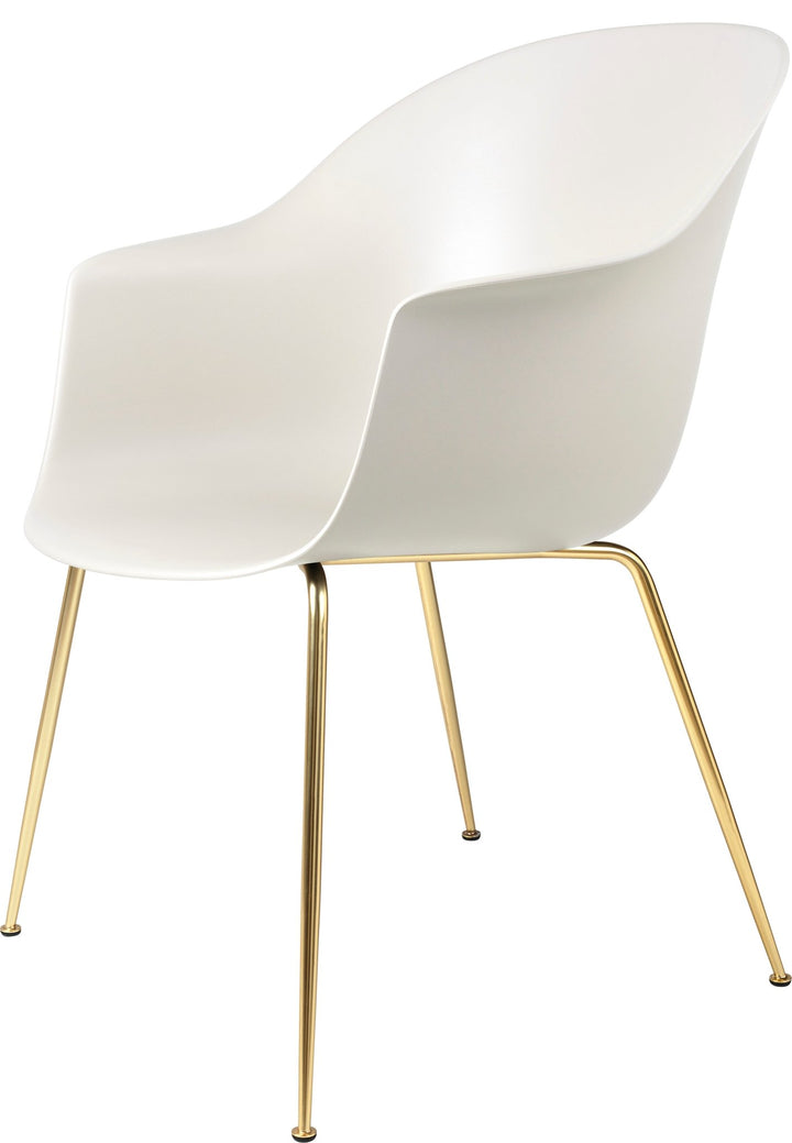 Bat Dining Armchair - Matte Brass Base - Gubi - Chairs - Alabaster White - HORNE