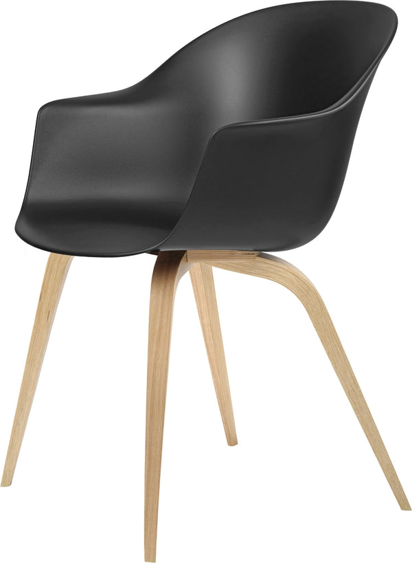 Bat Dining Armchair - Matte Oak Base - Gubi - Chairs - Black - HORNE
