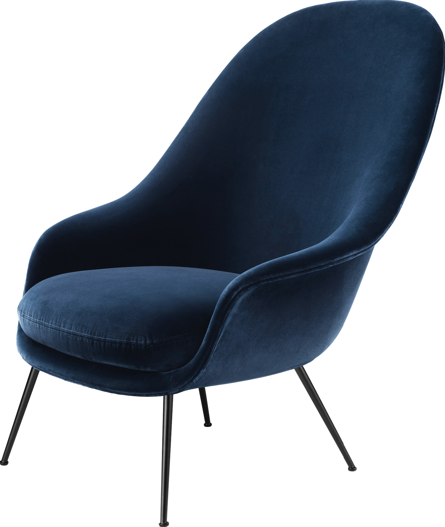 Gubi Chairs - Bat Lounge Chair w/ High Back - Black - HORNE