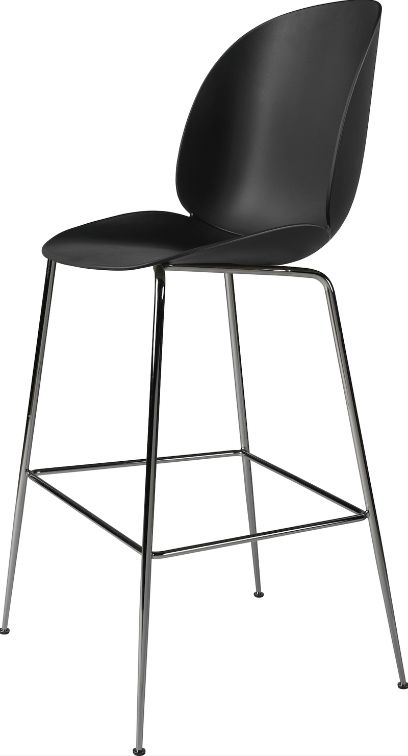 Beetle Bar Chair Un - Upholstered - Gubi - Stools + Benches + Ottomans - Black Chrome - Black - HORNE