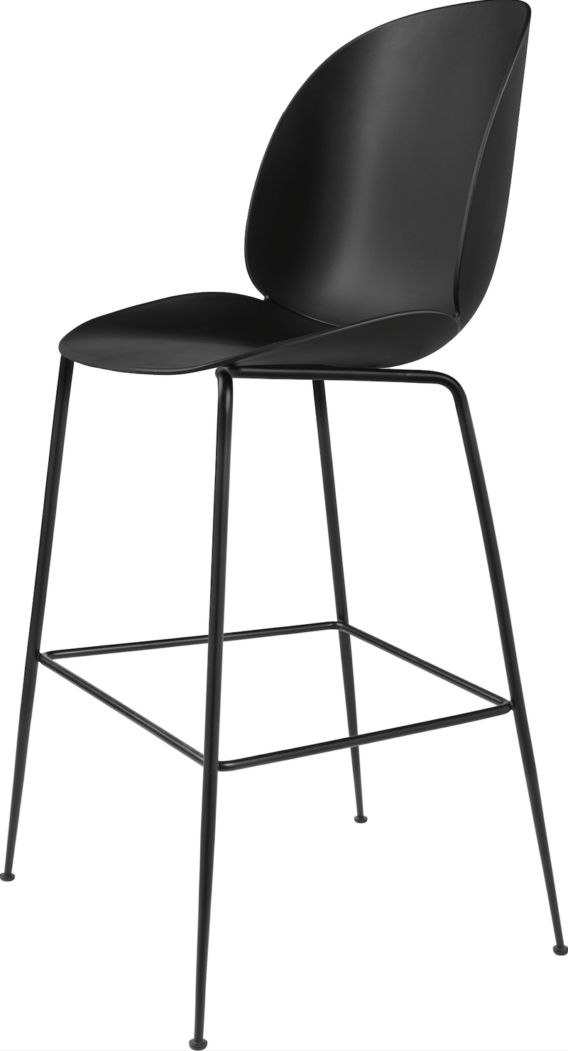 Beetle Bar Chair Un - Upholstered - Gubi - Stools + Benches + Ottomans - Black Chrome - Black - HORNE