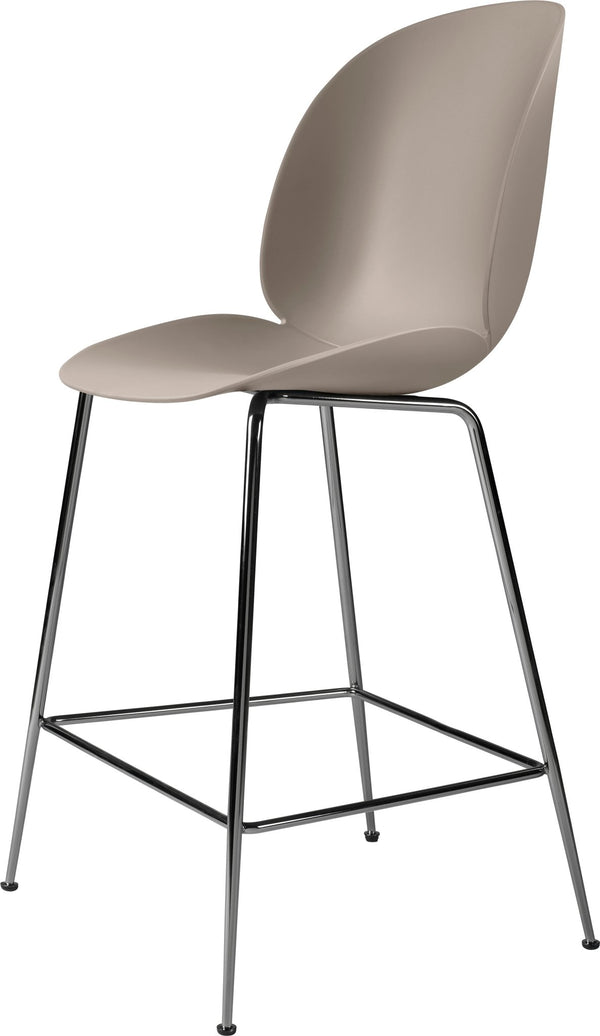 Beetle Counter Chair Un - Upholstered - Black Chrome - Gubi - Stools + Benches + Ottomans - New Beige - HORNE