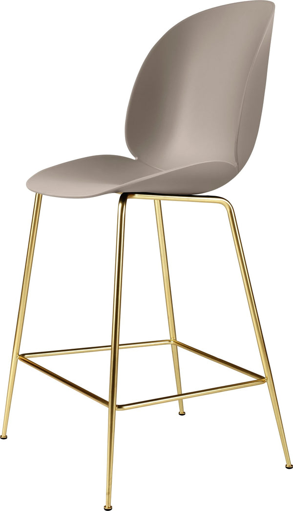 Beetle Counter Chair Un - Upholstered - Matte Brass - Gubi - Stools + Benches + Ottomans - New Beige - HORNE