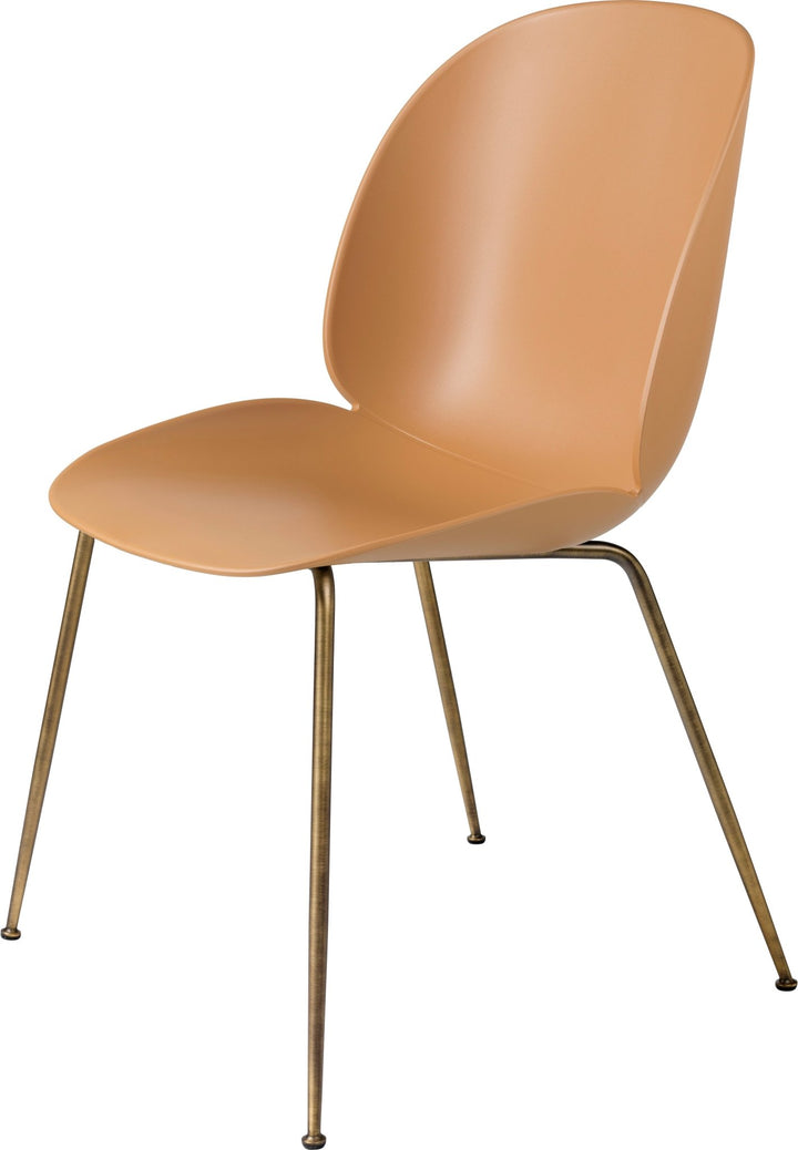 Beetle Dining Chair - Antique Brass Base - Gubi - Chairs - Amber Brown - HORNE
