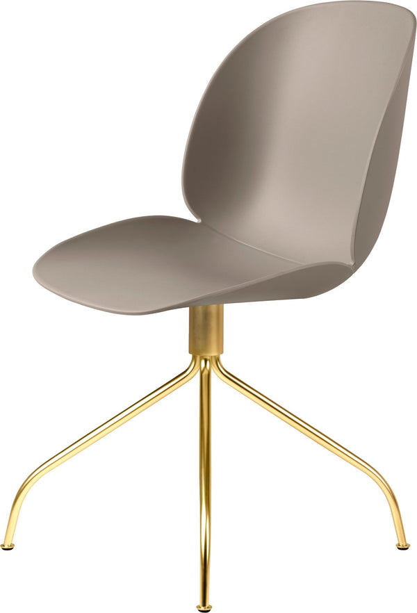 Beetle Meeting Chair - Brass Swivel Base - Gubi - Chairs - New Beige - HORNE