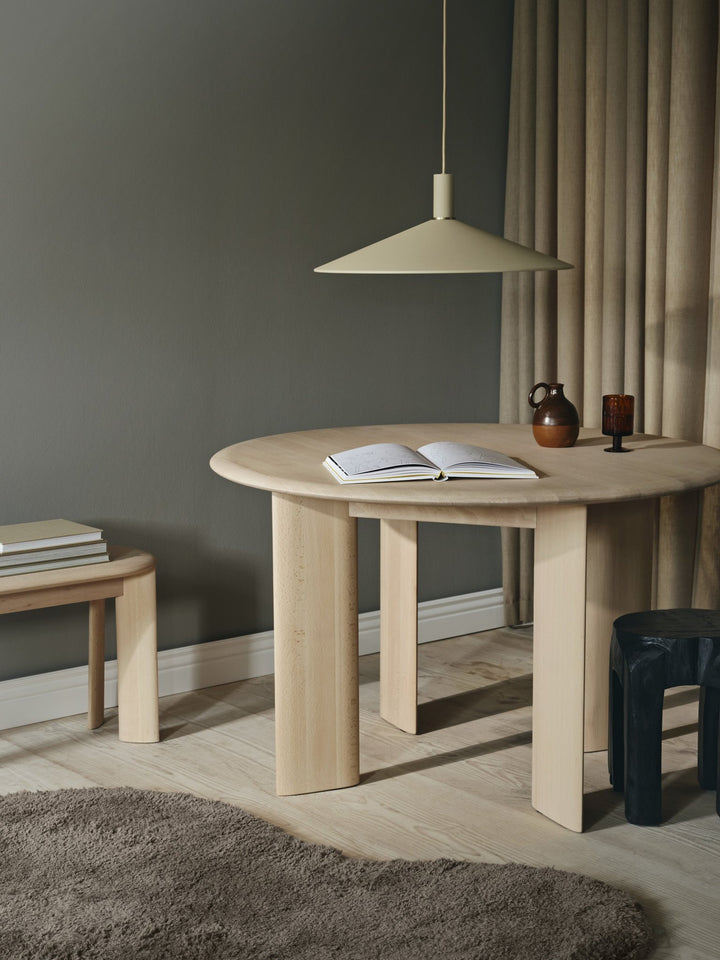 Bevel Table - Round - Ferm Living - Tables + Desks - White Oiled Beech - HORNE