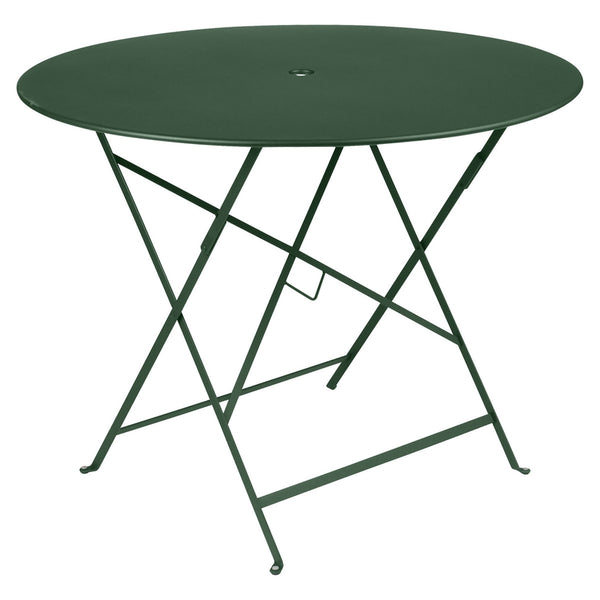 Bistro Round Folding Table - 38" w/Umbrella Hole - Fermob - Outdoor Furniture - Cedar Green - HORNE