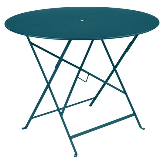 Bistro Round Folding Table - 38" w/Umbrella Hole - Fermob - Outdoor Furniture - Acapulco Blue - HORNE