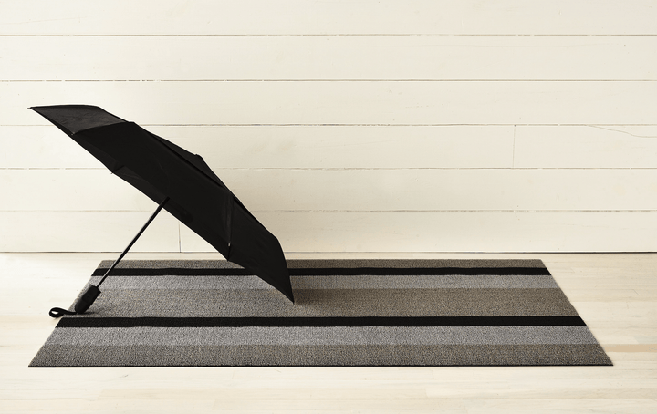 Bold Stripe Shag Rug - Chilewich - Rugs - Silver/Black - Doormat - HORNE