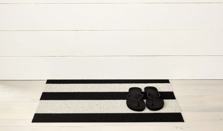 Bold Stripe Shag Rug - Chilewich - Rugs - Black/White - Doormat - HORNE