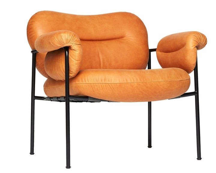 Bollo Armchair - Fogia - Chairs - Vintage - Cognac Leather - White - HORNE